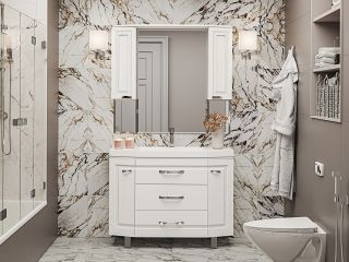 Зеркальный шкаф с подсветкой Misty Терра 110см белый