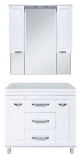 Зеркальный шкаф с подсветкой Misty Терра 90см белый