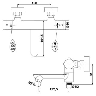 Смеситель для ванны Swedbe Mercury 9045B термостатический чёрный