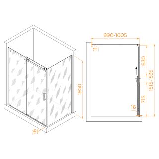 Душевой уголок RGW TO-44B (TO-14B + Z-050-2B) 02074450-14 150x100см чёрный