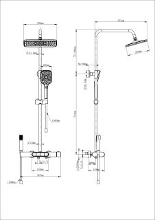 Душевая стойка Wonzon & Woghand Muse Legato WW-B4129-BG с термостатом брашированное золото