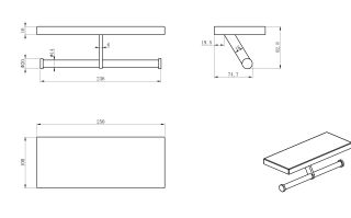 Двойной держатель для туалетной бумаги с полкой Wonzon & Woghand WW-V3802-MB чёрный матовый