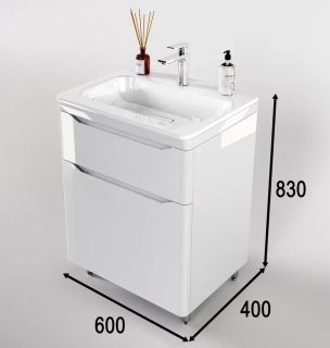 Тумба под раковину Style Line Марелла 60 Люкс Plus СС-00002396 белый глянец