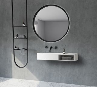 Подвесная тумба с раковиной ABBER Stein AS2649-0.8 80см белый матовый