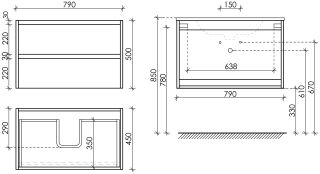 Подвесная тумба под раковину Sancos Libra LB80ECH 80см дуб чарльстон