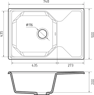 Мойка кухонная GranFest UNIQUE U-740L терракот