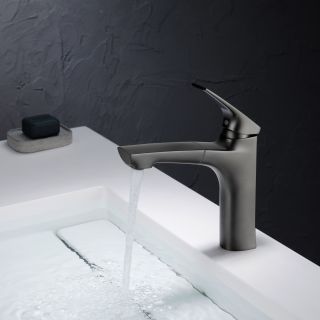 Смеситель для раковины Black&White Universe 7901MG с выдвижным изливом оружейная сталь