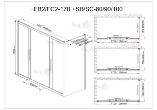 Душевой уголок AvaCan FC2 170-190 + SC 80 MT хром