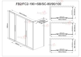 Душевой уголок AvaCan FC2 190-210 + SC100 MT хром
