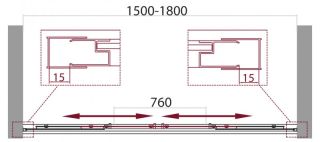 Шторка на ванну, хром BelBagno UNIQUE-VF-2-150/180-140-C-Cr