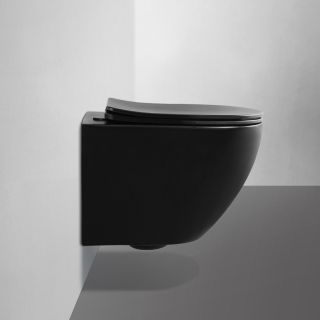 Подвесной унитаз ABBER Bequem безободковый чёрный матовый AC1100MB