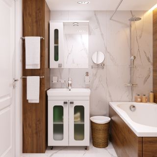 Зеркальный шкаф с подсветкой Misty Урал 60см левый белый