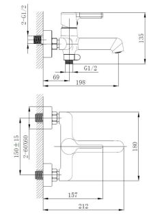 Смеситель для ванны Haiba HB60814-7 чёрный матовый