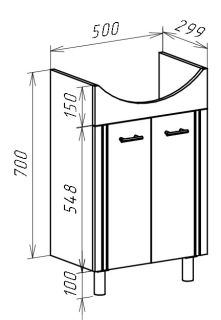 Тумба под раковину Bellezza Уют 55см бежевый 00000002074