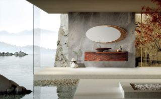 Комплект мебели для ванной Black&White Gravity V-2420A Hettich drawers Marble 1-hole mirror LED  Anti-fog