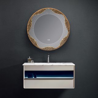 Комплект мебели для ванной Black&White Gravity V-2433 Unihopper drawers Marble 1-hole mirror LED Anti-fog