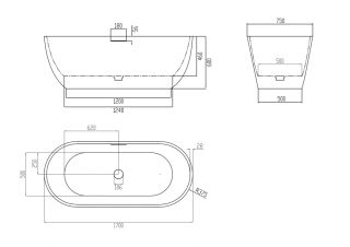Ванна из искусственного камня ABBER Frankfurt AM9941DB 170x75см синий матовый