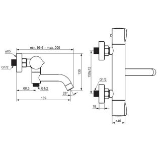 Смеситель для ванны и душа Damixa Scandinavian Pure 363000300 с термостатом чёрный матовый