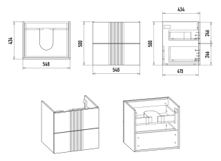 Подвесная тумба под раковину Brevita Vega VEG-09060-0802Я 60см зелёный/золото