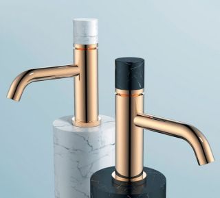 Смеситель для раковины Boheme Stick 121-G-MR-BLACK золото/чёрный мрамор