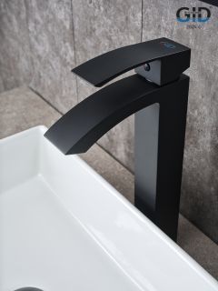 Смеситель высокий для раковины Gid Victoria L120-BM-D L120BMD черный матовый