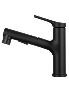 Смеситель для раковины Wonzon & Woghand WW-A40862-MB с выдвижным изливом чёрный матовый