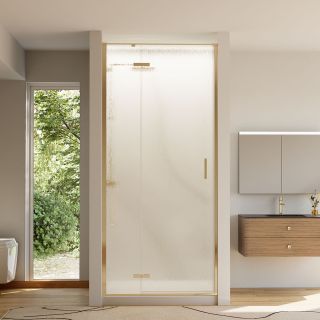 Душевая дверь Veconi Vianno VN-73RG/L, 1200x1950, Золото брашинг, стекло дождь