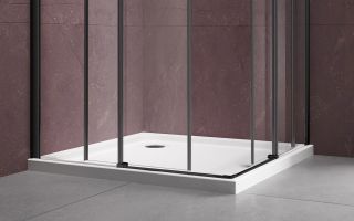 Душевой уголок Vincea Dice VSS-4D100CLB, 1000*1000, черный, стекло прозрачное