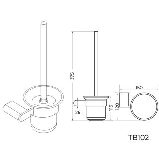 Ершик для унитаза Knotlor TB102RB, бронза