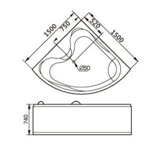 Акриловая ванна Gemy G9041 K 150x150x74