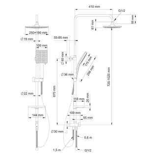 Душевая стойка Swedbe Calypso 5077 без смесителя хром
