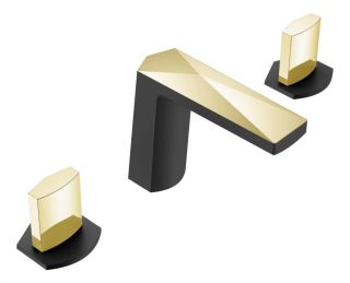 Смеситель для раковины Boheme Venturo 150-BG-ICE чёрный матовый/золото