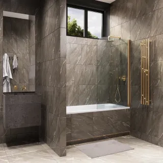 Шторка на ванну на монопетле by Deonria C-140-80-6-T-G 70см золото/прозрачный