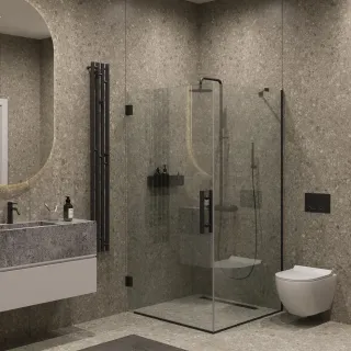 Душевой уголок на петлях by Deonria U-100-99-8-T-B 100x94см чёрный/прозрачный