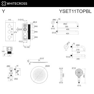 Душевой комплект термостатический WHITECROSS Y YSET11TOPGL золото